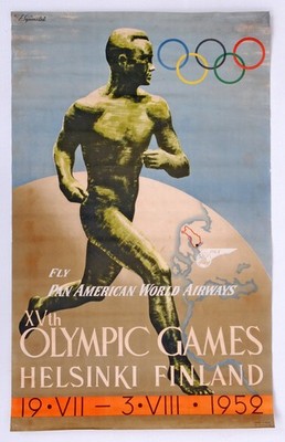 Original Poster XVth OLYMPIC GAMES HELSINKI FINLAND 1952 Ilmari Sysimetsa P.Z