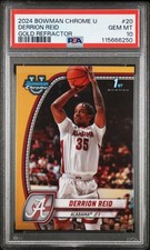 2024 BOWMAN CHROME UNIVERSITY GOLD REFRACTOR #20 DERRION REID 27/50 PSA 10