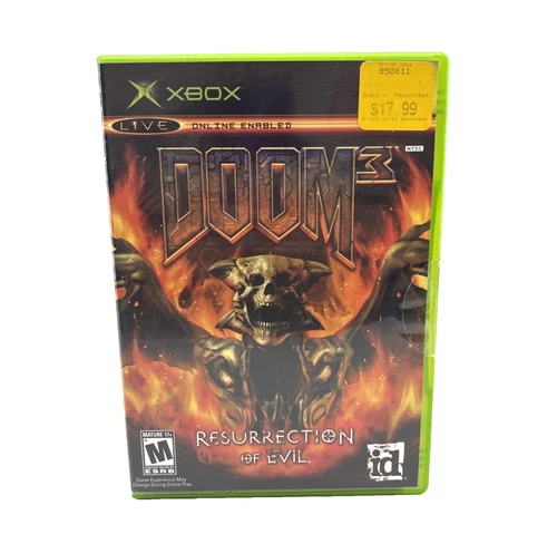 Microsoft Xbox Original Doom 3 Resurrection of Evil Black Label CIB