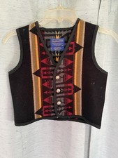 Vintage Pendleton High Grade Western Wear Indian Print Wool Vest, Child s Size S