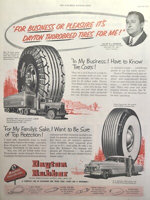 Dayton Rubber Thorobred Tires W. J. Robinson Trucking Co. Vintage Print Ad 1952