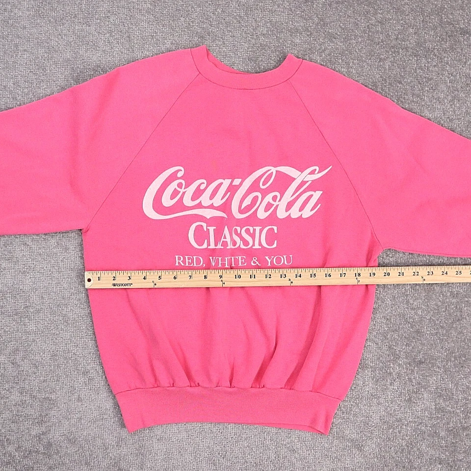 VTG Coca-Cola Promo Soda USA Small Pink Long Sleeve Pullover Sweatshirt - Image 3 of 4