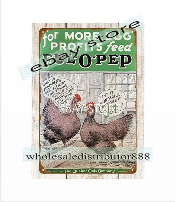 1938 FUL-O-PEP feed chicken poultry farm QUAKER OATS Co metal tin sign