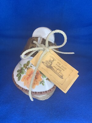 The Clay Cobbler Terra Cotta Pottery Shoe Planter Vase With Floral Design