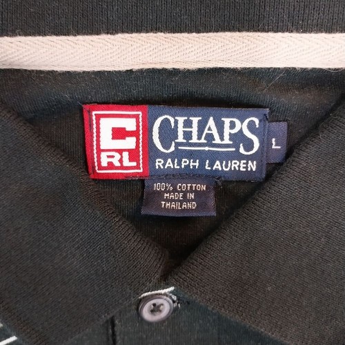 Vintage Chaps Ralph Lauren Men's Large Long Sleeve Black Polo Rugby Shirt - Picture 2 of 6