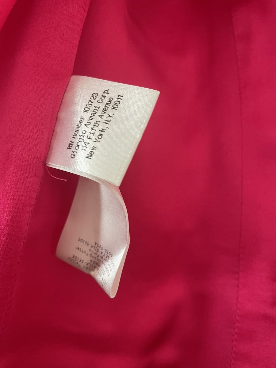 na Giorgio Armani Womens Fuchsia Pink Silk Collarless Blazer