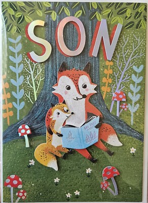 PAPYRUS WATCHING YOU GROW FATHER S DAY CARD FOR SON FOX CUB READING BOOK