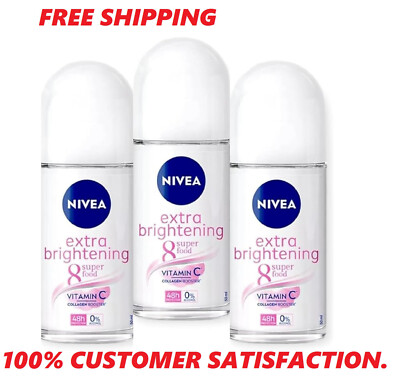3 x 50ml NIVEA Extra Whitening Deodorant Roll-on Personal Care Tighten pore