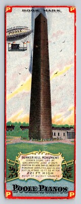 Poole Pianos Bunker Hill Monument Blimp Dirigible Bookmark Trade Card P403