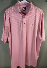 FootJoy Golf Polo Shirt Mens Large Orange Coral Striped Short Sleeve Performance