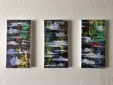 PINTURA TRÍPTICO ANTONIO AVITIA ORIGINAL ACRÍLICO EXPRESIONISMO ABSTRACTO