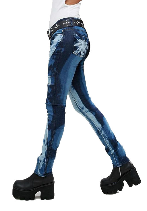 RARE! TRIPP UNION JACK BLEACH REBEL SKINNY JEANS PANTS PUNK ROCKER