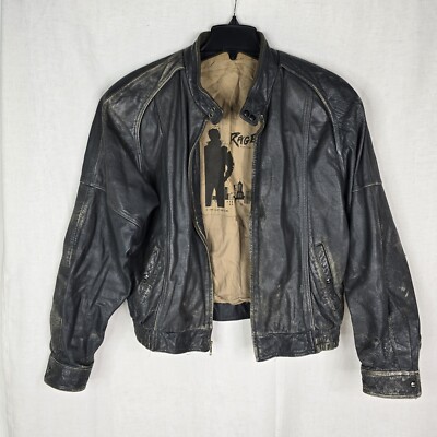 Rage For The Man 1986 Mens 44 80s Elliot Kastle Vintage Dark Gray Leather Jacket