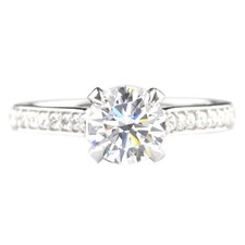 Solid 14KT White Gold D/VVS1 2.60Ct Round Shape Solitaire With Accents Ring