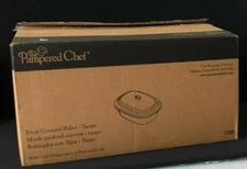 The Pampered Chef Deep Covered Baker 3.1 Qt - Taupe 1358 - BRAND NEW OPEN BOX