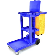 Commercial Housekeeping Janitorial cart with Vinyl Bag. Blue color