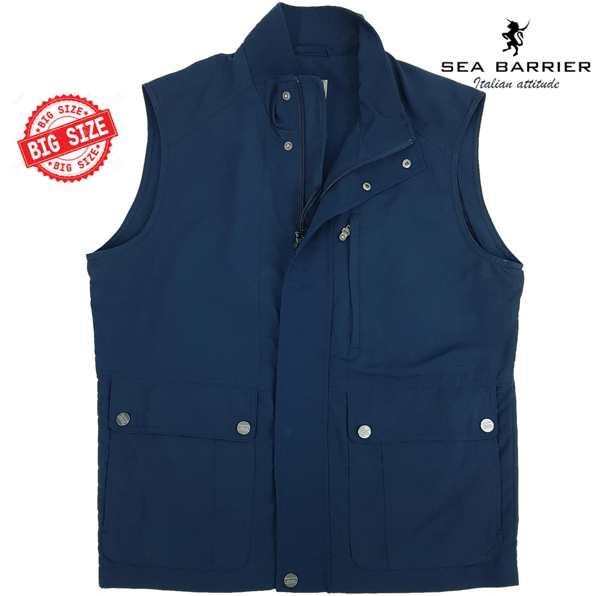 Chaleco Acolchado Antiviento Para Hombre - Tallas Grandes S A 7XL, Térmico, Impermeable, Italiano