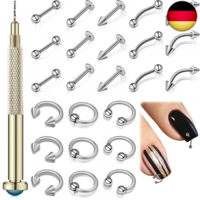 MAITYS 25 Stücke Nagel Kunst Anhänger Charms mit Nagel Piercing Werkzeug Handbohrer, N