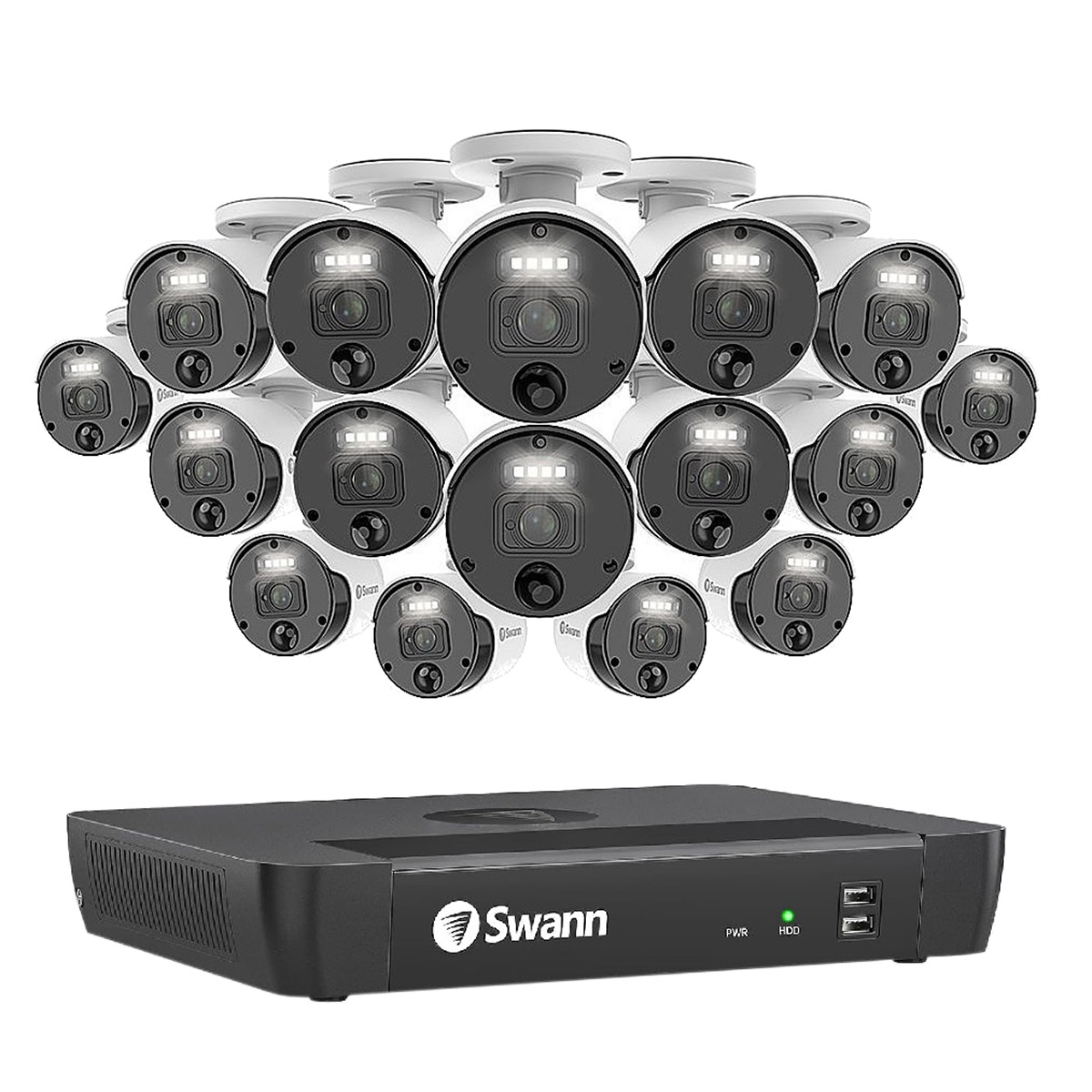 Swann 16-Channel 4K UHD Wired Security System with 16 PoE Cameras and 2TB NVR