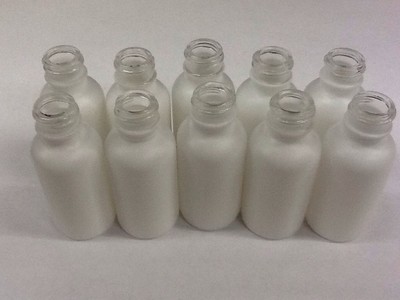 Qty/10 Unbranded 30ml Small Glass Bottles - Frosted White - No Caps 