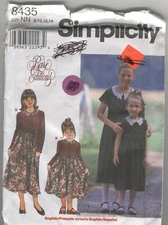 Simplicity 8435 Childs & Girls Dresses Sizes 8-14 UNCUT FF