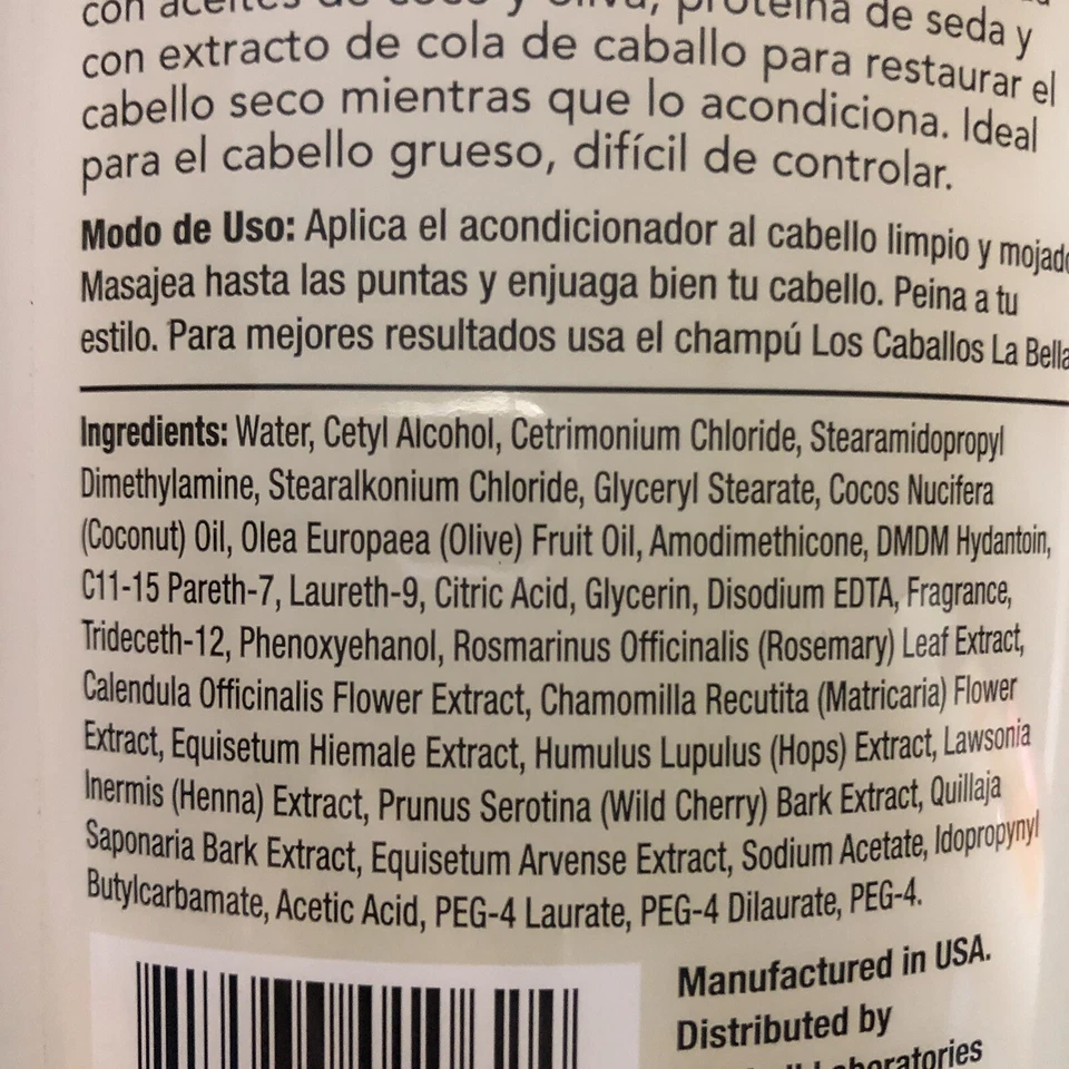 Champú acondicionador reparación del cabello La Bella aceite de oliva coco 25,4 oz Los Caballos Foto 4 de 4