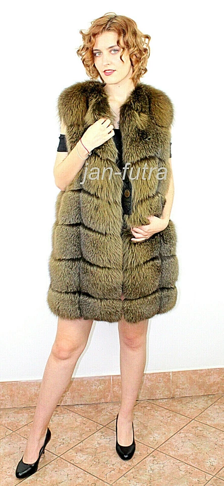 Chaleco de piel de zorro chaqueta abrigo para mujer piel genuina talla M 100 % piel natural nuevo Foto 4 de 4