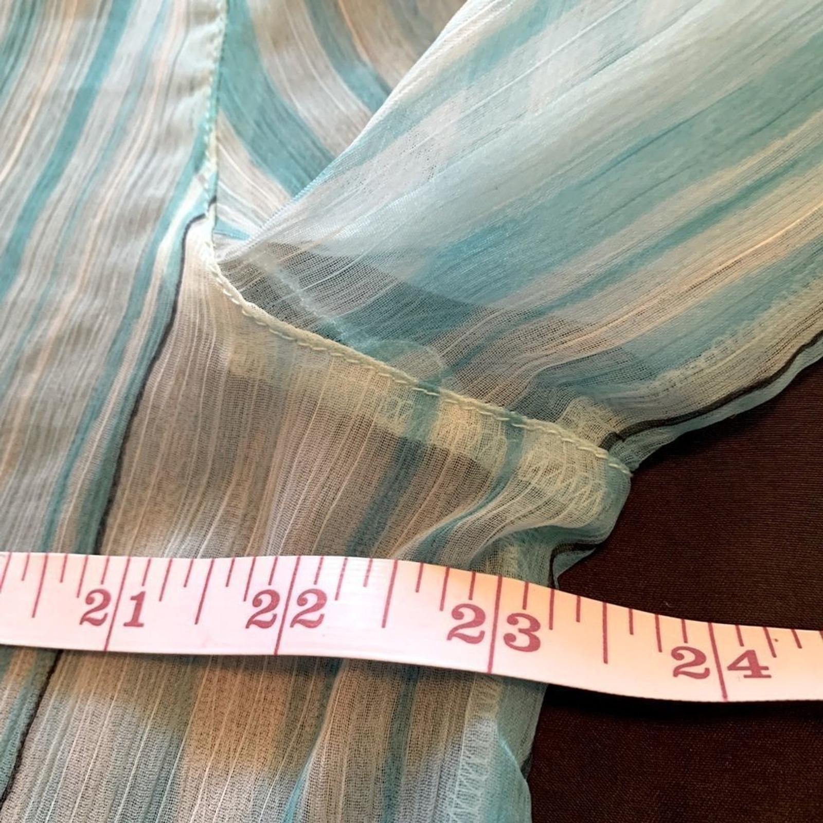 Classic Elements Striped Blue Button Up Top L (A-… - image 5