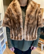Vintage Mink Fur Satin Lined Bolero Wedding or Opera Cape, Beautiful Condition