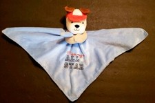 OKIE DOKIE Tan Puppy Blue Lovey Security Blanket Mommy's All Star Rattle Red Hat
