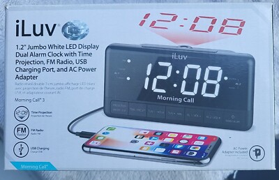iLuv Morning Call 3 Projection FM Clock Radio Dual Alarm Phone Charging Port New