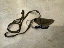 Miniature Damascus Steel Skinner Knife, wood handle,  naugahyde neck hanger