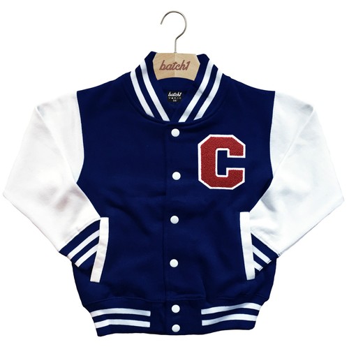 KINDER VARSITY BASEBALLJACKE PERSONALISIERT MIT ECHTEM US COLLEGE BUCHSTABE C - Bild 2 von 2