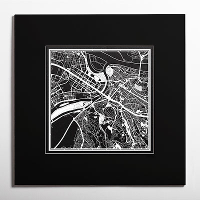 PAPER CUT MAP Belgrade matted Original Design IDEAL GIFTS 20 20In.