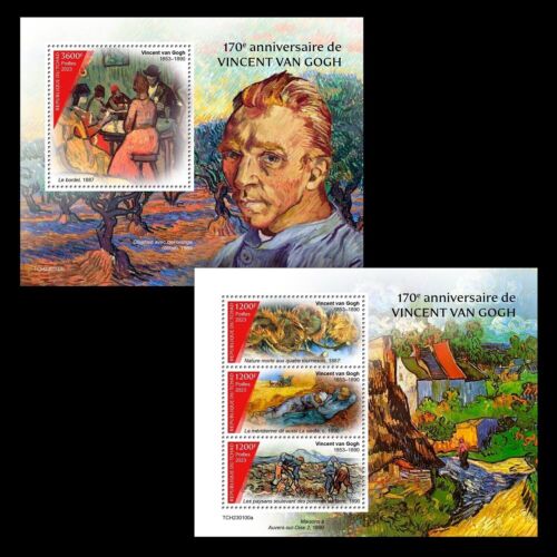 Vincent van Gogh Paintings Art MNH Stamps 2023 Chad M/S + S/S - Picture 1 of 3