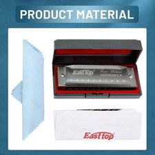 EASTTOP 10Holes 20Tones Blues Diatonic Harmonica Key of C/Bb/Eb Party Lover Gift