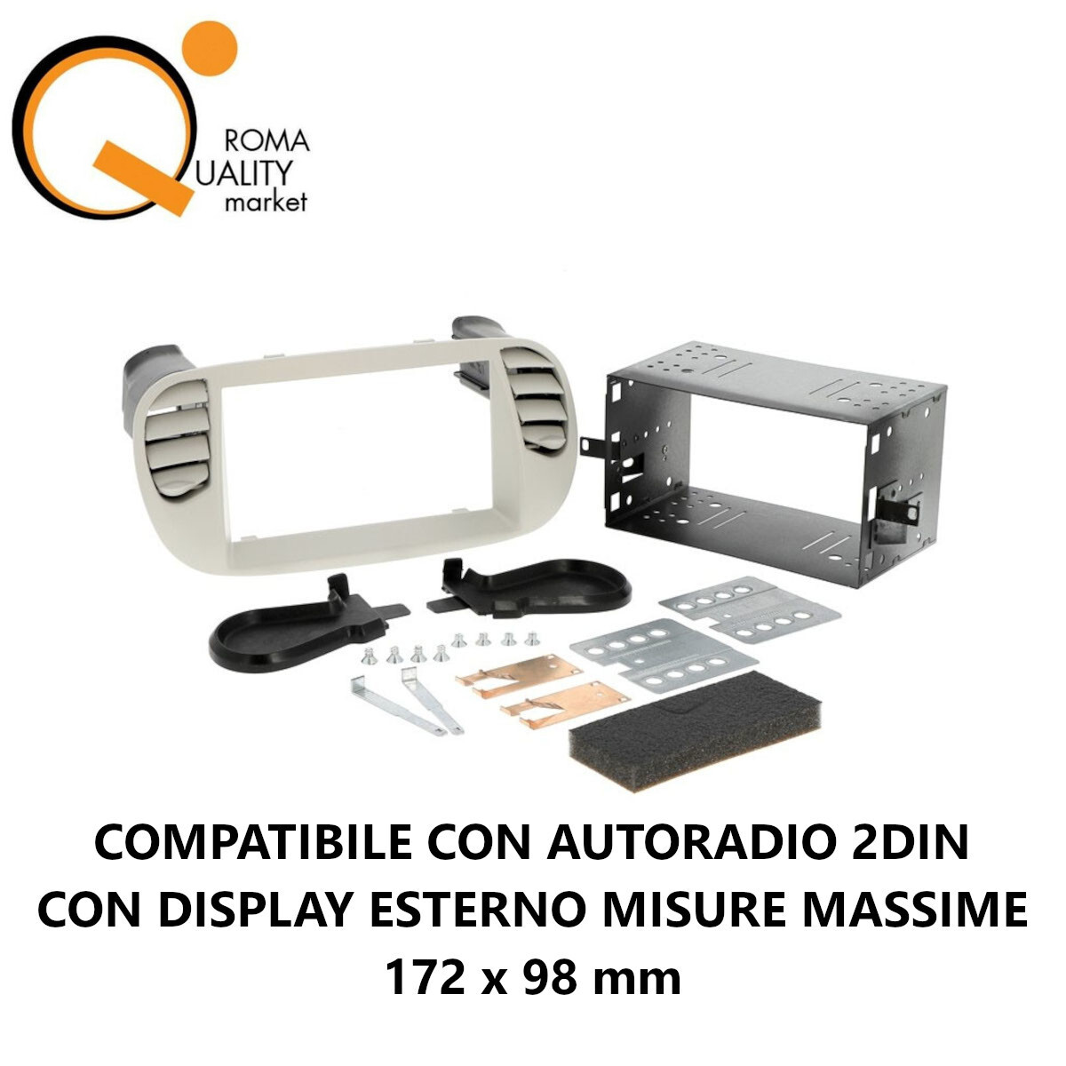 Kit montaggio Mascherina Autoradio Cornice 2 DIN Fit FIAT 500 fino 2015 Beige