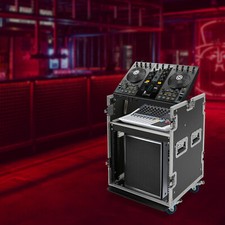 10U PA DJ Rack Road Case w/ 11U Slant Mixer Top Casters