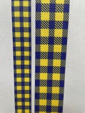 Blue and Yellow check plaid Grosgrain ribbon 7/8" 1.5  university of Michigan