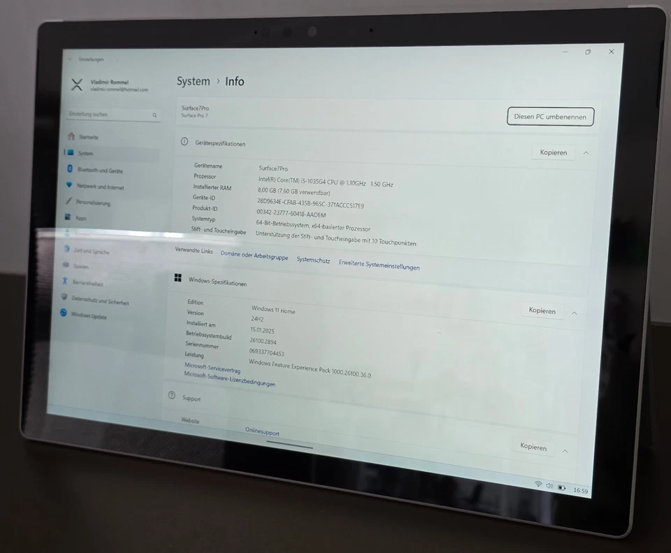 Microsoft Surface Pro 7 12,3"/256GB SSD/8GB RAM/Intel Core i5-1035G4 Top Gerät! - Bild 2 von 4