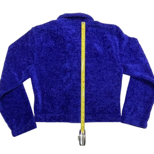 COUNTY CLOTHING Cropped Fleece Jacket Women's Small Blue/Purple Artsy Buttons - Picture 13 of 18