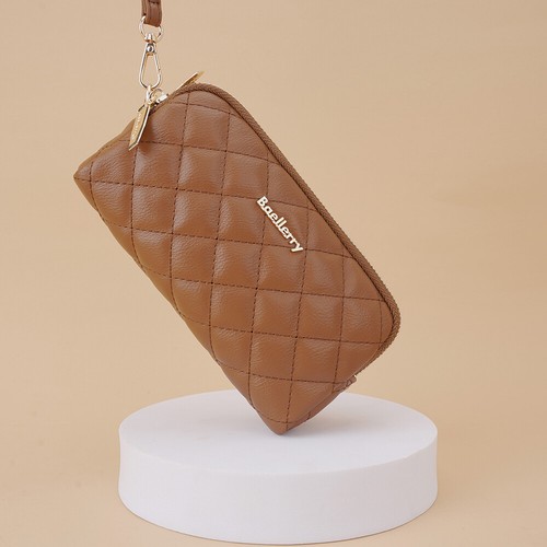 Women Leather Wallet Double Zipper Long Purse Phone Handbag Clutch with Wristlet - Picture 32 of 47
