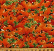 Cotton Harvest Festival Harvest Pumpkins Rust Autumn Fabric Print BTY D513.80
