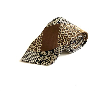 Vintage retro men s Brown Paisley  ALTEA designer silk suit tie