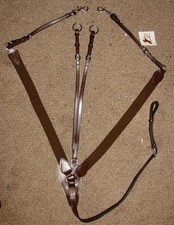 FSS German Leather Elastic V CHECK 3 POINT Sheepskin POSH Breastplate COGNAC New