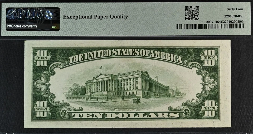 1934B $10 Federal Reserve Note PMG 64EPQ - PMG Graded Only 8 St Louis Fr 2007-H - Image 4 of 4
