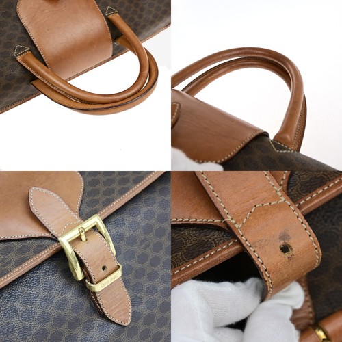 CELINE Logo Macadam Pattern Travel Hand Bag PVC Leather Brown GHW Italy 65KA677 - Picture 8 of 18