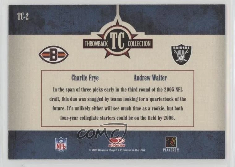 2005 Donruss Throwback Threads Collection Charlie Frye Andrew Walter Rookie RC - Image 2 of 2