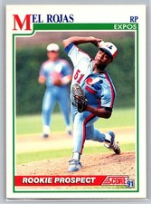 1991 Score #729 Mel Rojas Montreal Expos Reliever Rookie Prospect Card. rookie card picture
