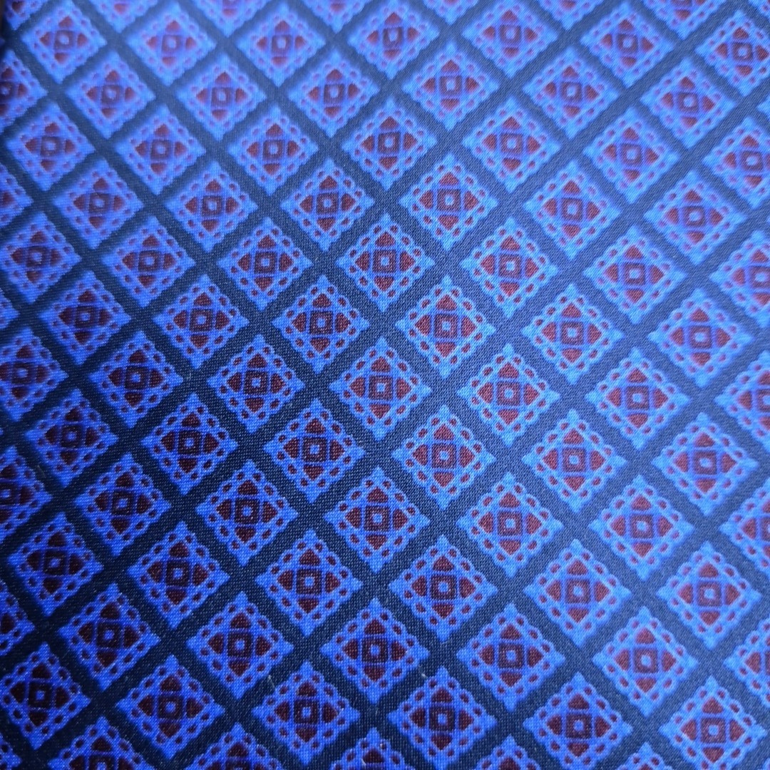 STEFANO RICCI Tie BLUE DIAMOND CHECK Woven Silk Handmade Italy Luxury MINT